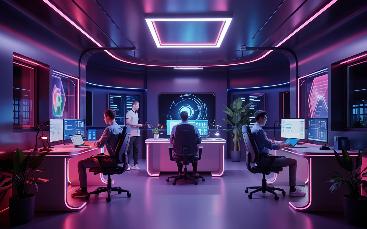 Futuristic digital workspace